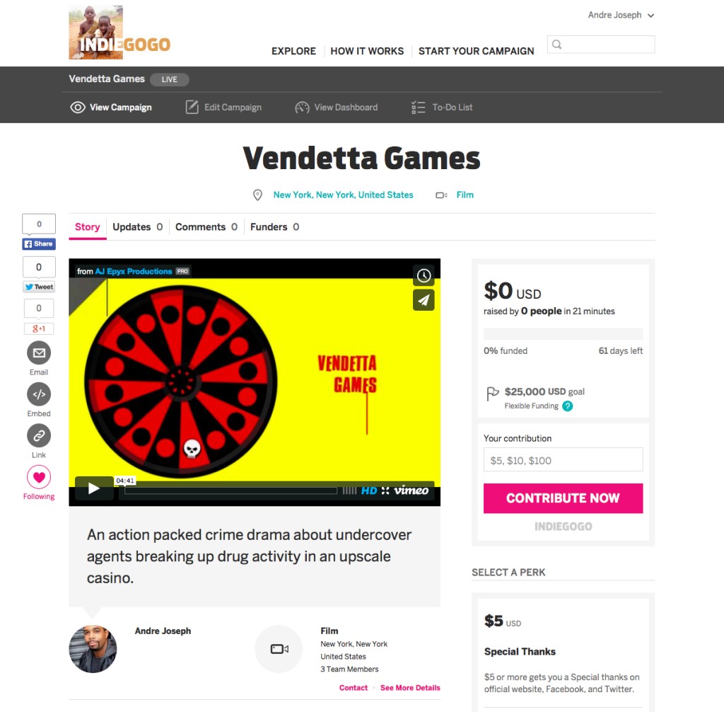 VENDETTA GAMES Indiegogo Campaign&nbsp;Launched